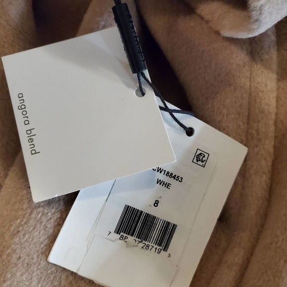 Calvin Klein Notched Collar Wrap Coat In wheat angora blend size 8 - Picture 13 of 13